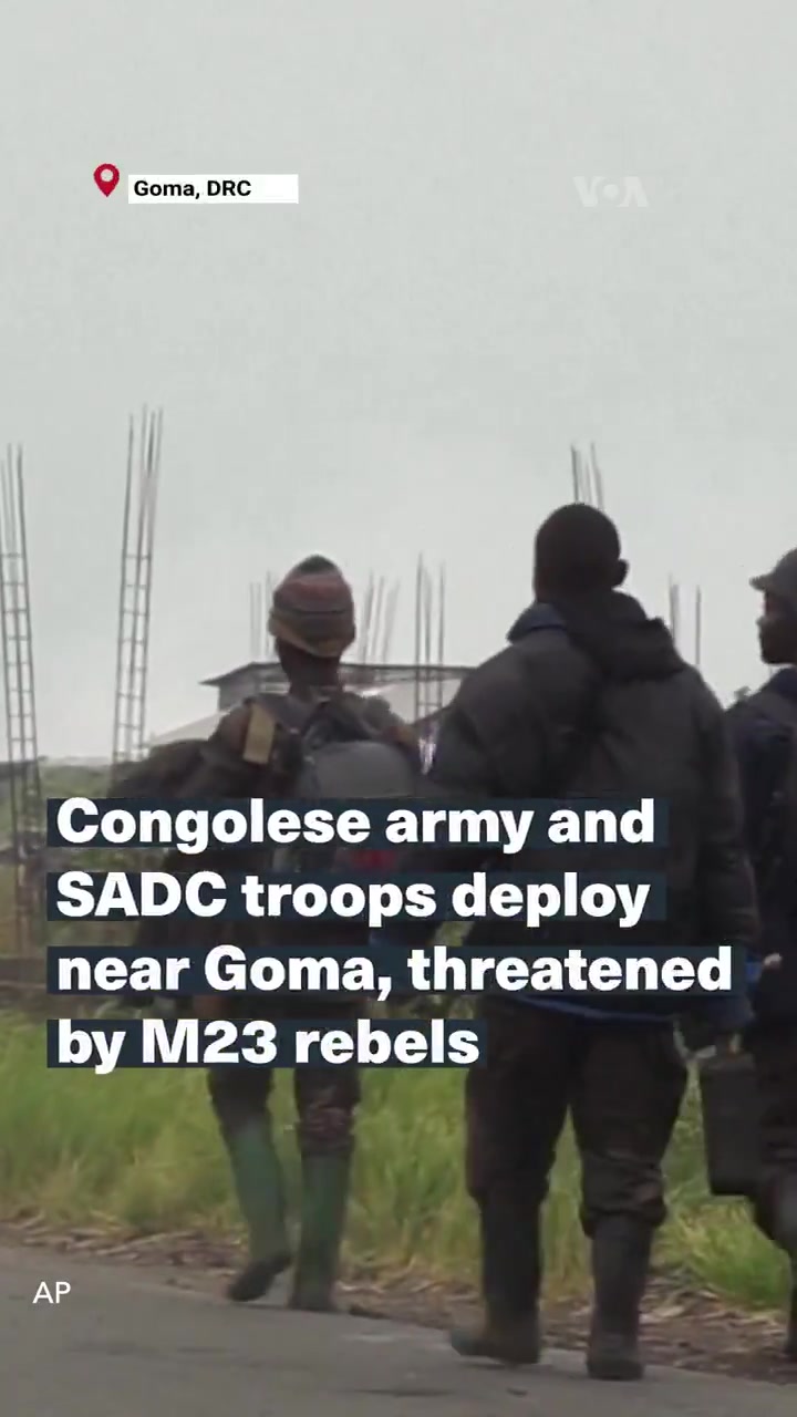 Congolese army and SADC troops deploy around Goma, threatened by M23 rebelsnnArmy vehicles were headed to the front line on the outskirts of Goma in eastern Congo Saturday, as fighting between Congolese military and M23 rebels continues